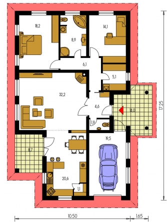 Plan de sol du rez-de-chaussée - BUNGALOW 104